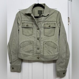 Lucky Brand Denim Utility Jacket Boho Military Army Green Bohemian 100% cotton
